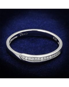 JCE472 Rhodium 925 Sterling Silver Ring with AAA Grade CZ  in Clear