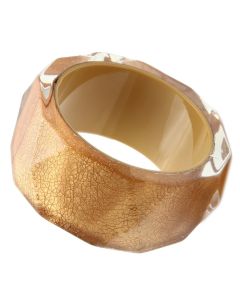 JCE027 Resin Bangle with Synthetic Synthetic Stone in Brown