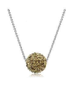 JCE057 Rhodium Brass Chain Pendant with Top Grade Crystal in Topaz